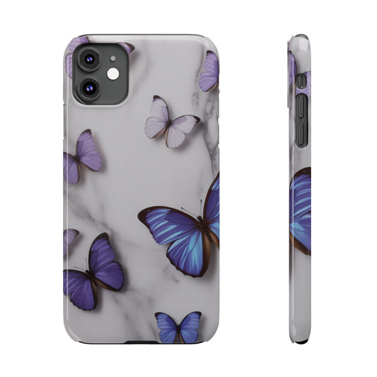 Purple Butterfly Marble Slim Phone Case — Protective Floral Phone Cover