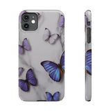Purple Butterfly Marble Slim Phone Case — Protective Floral Phone Cover